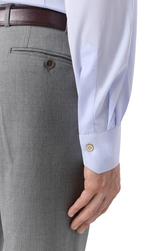 Хлопковая сорочка Kiton UCCH0948302 Голубой  UCCH0948302 Фото 5