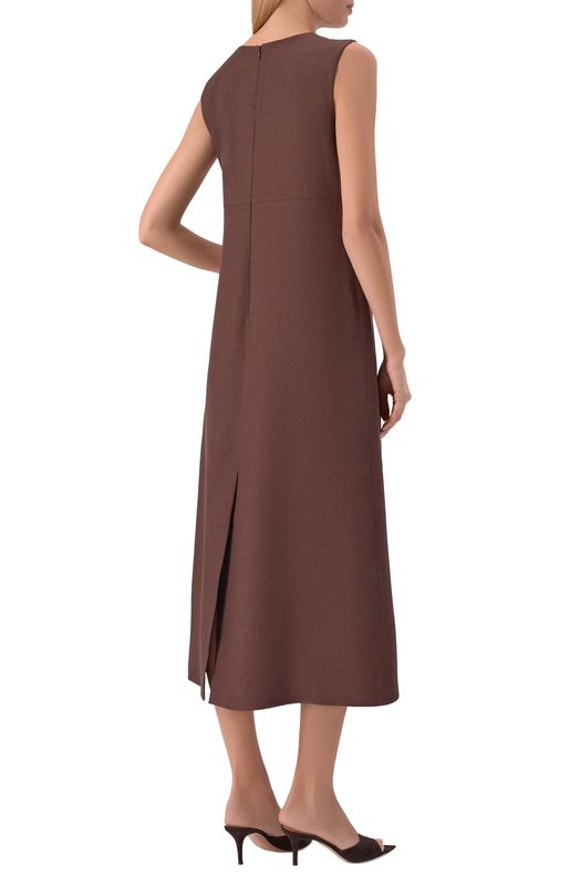 Платье из вискозы и льна P.A.R.O.S.H. D726096G/RAISA26 Коричневый  D726096G/RAISA26 Фото 3