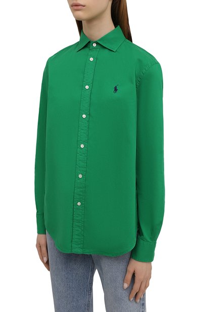 Хлопковая рубашка POLO RALPH LAUREN зеленого цвета по цене 17050 руб., арт. 211841951, фото 3 Хлопковая рубашка POLO RALPH LAUREN, арт. 211841951, фото 3