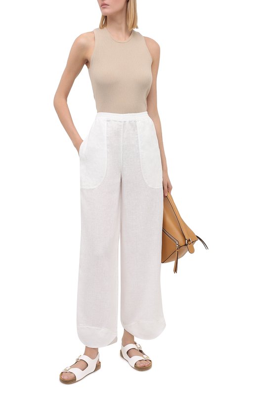 Льняные брюки Giorgio Armani 0WHPP0EK/T022F Белый  0WHPP0EK/T022F Фото 2