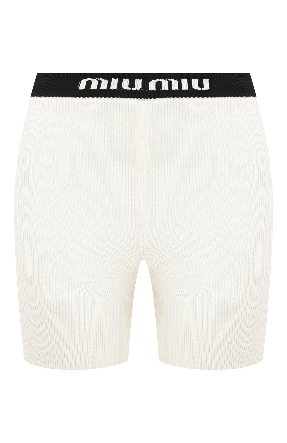 Шорты из вискозы MIU MIU молочного цвета по цене 83000 руб., арт. MMP151-1YN9-F0304, фото 1 Шорты из вискозы MIU MIU, арт. MMP151-1YN9-F0304, фото 1
