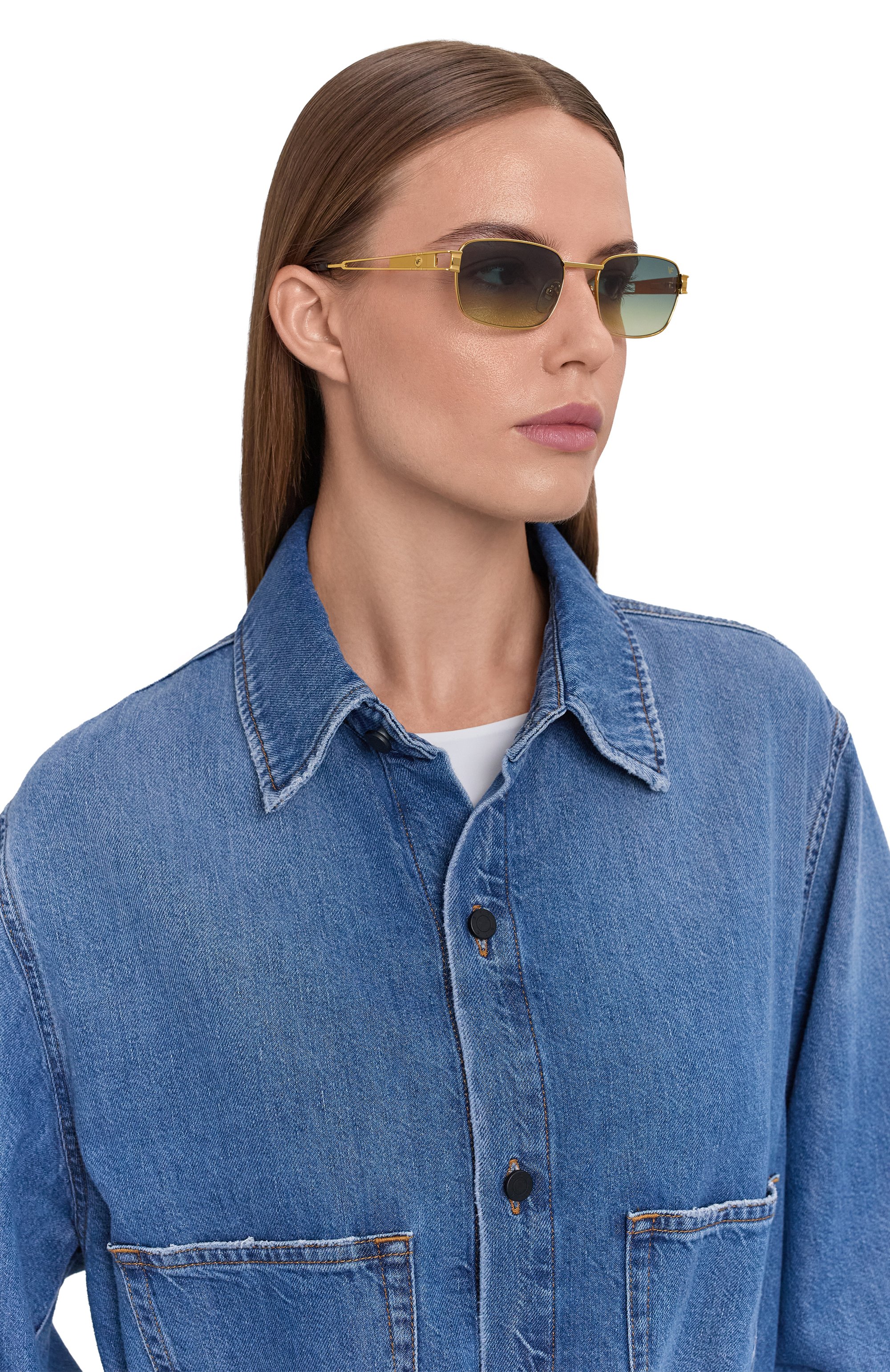 Солнцезащитные очки VINTAGE FRAMES, арт. DIME 24KT YELL0W G0LD/GREEN YELL0W, фото 3