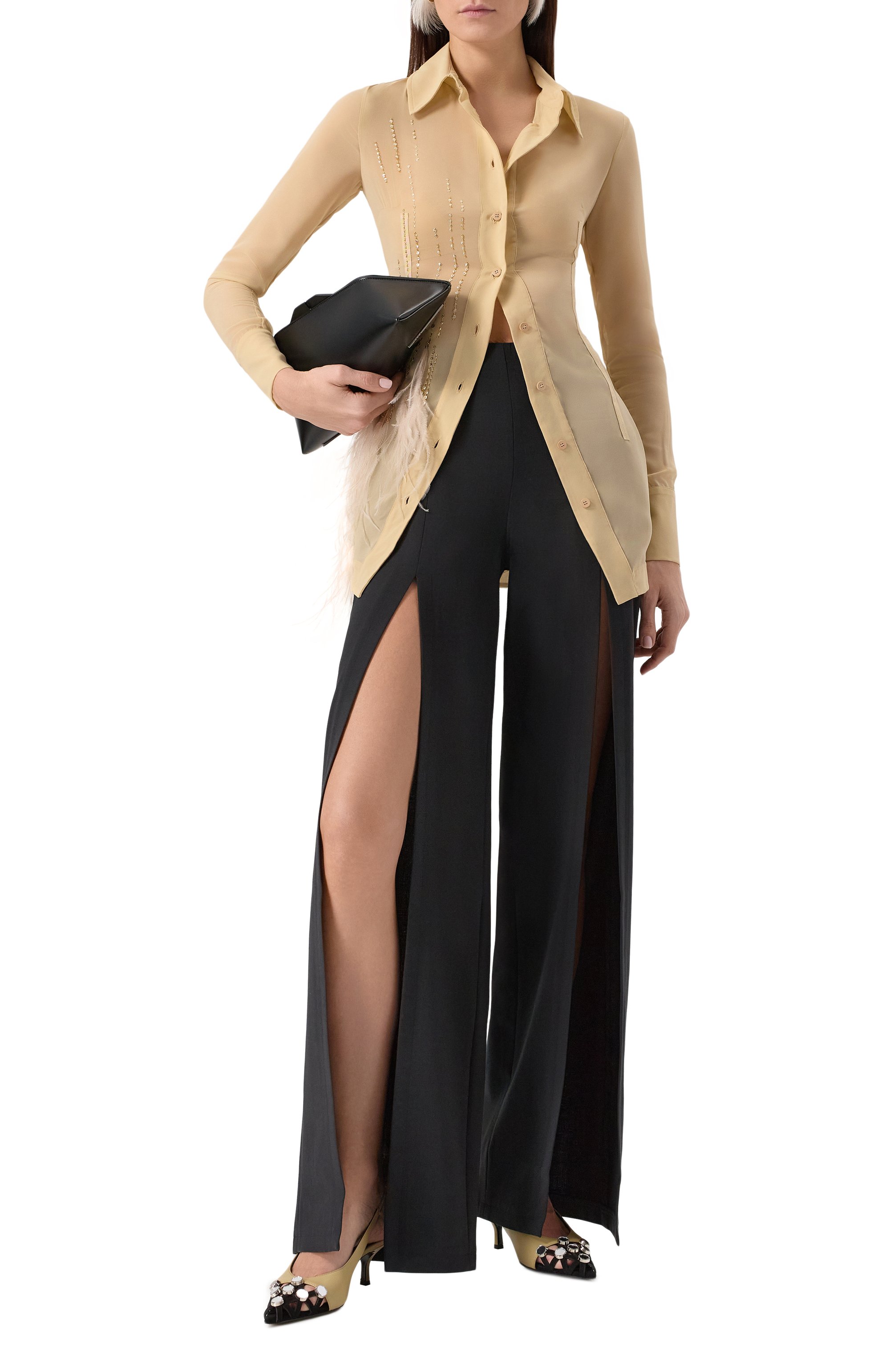 Блузка с отделкой перьями страуса THE ATTICO, арт. 250WCH00041/PAA085RA, фото 2