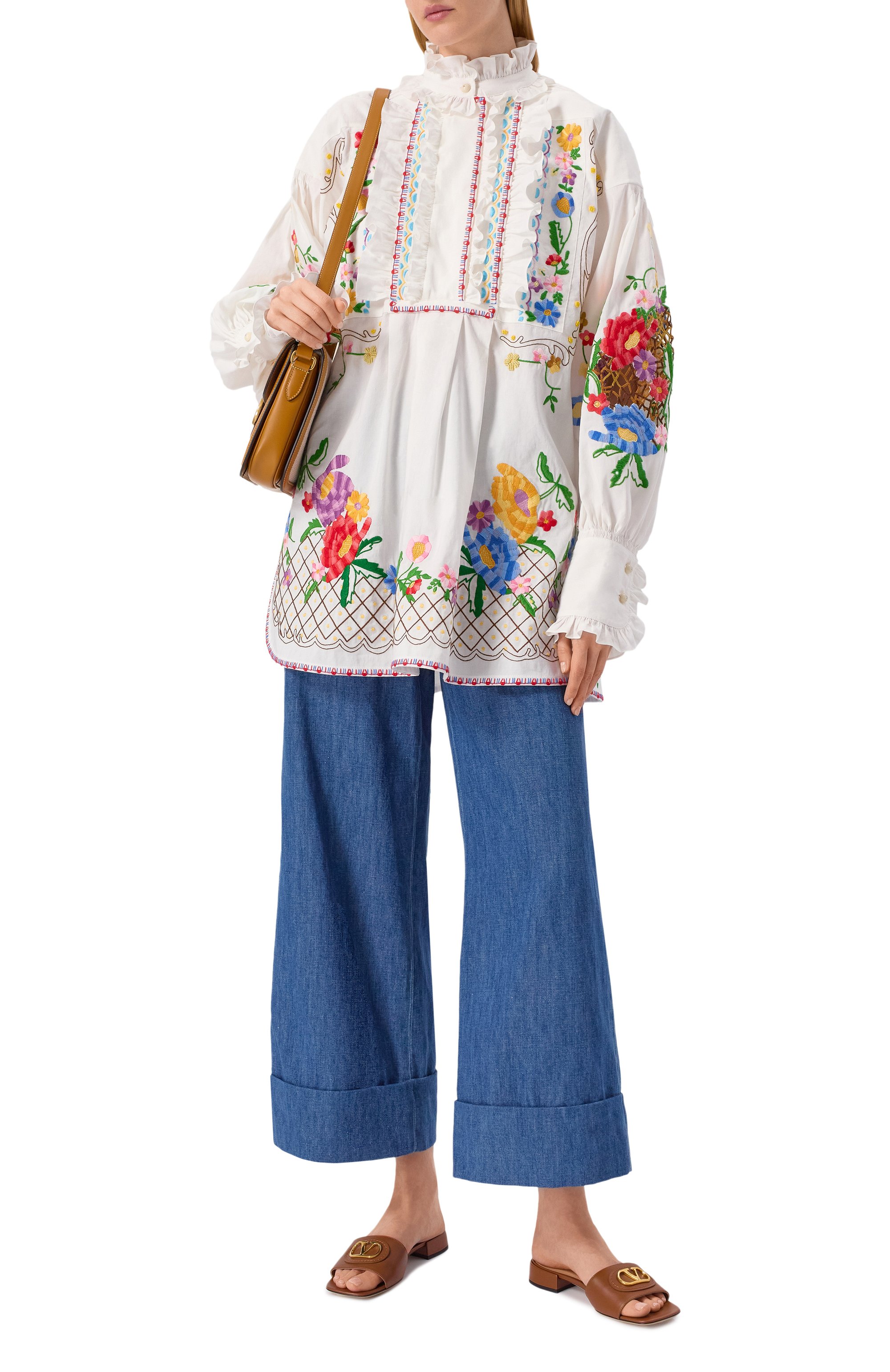 Блузка из хлопка и льна VALENTINO, арт. 6B3AEAC690D, фото 2