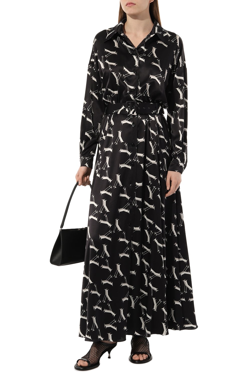 Атласное платье YANINA черно-белого цвета по цене 226300 руб., арт. 0-2495, фото 2 Атласное платье YANINA, арт. 0-2495, фото 2