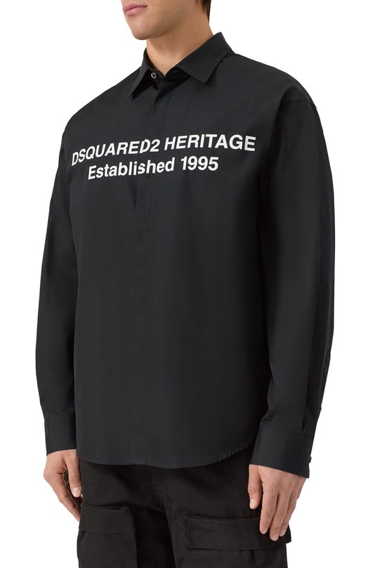 Хлопковая рубашка Dsquared2 S74DM0949/S36275 Чёрный  S74DM0949/S36275 Фото 3