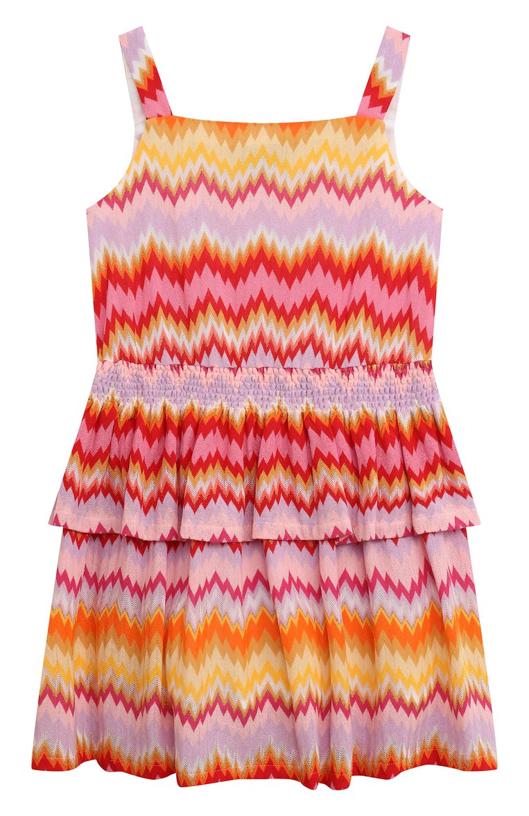 Детское сарафан MISSONI разноцветного цвета, арт. MU1B92/Q0047/12-14 | Фото 1 (Материал сплава: Проставлено; Материал внешний: Хлопок, Синтетический материал; Драгоценные камни: Проставлено; Девочки Кросс-КТ: Сарафан-одежда; Рукава: На бретелях, Без рукавов; Ростовка одежда: 13 - 15 лет | 158 см, 12 лет | 152 см)