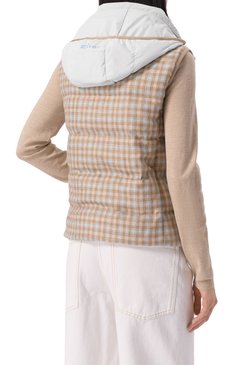 Женский двусторонний жилет KITON бежевого цвета, арт. D53628K0610E70 | Фото 4 (Материал внешний: Кашемир, Шерсть; Материал подклада: Синтетический материал; Материал сплава: Проставлено; Стили: Кэжуэл; Кросс-КТ: Пуховик)