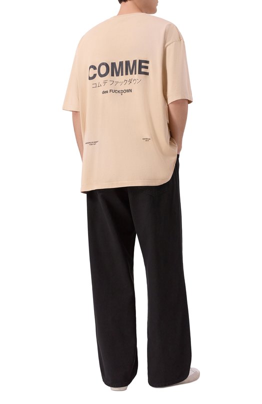 Хлопковая футболка Comme des Fuckdown CFABM01742 Бежевый  CFABM01742 Фото 2