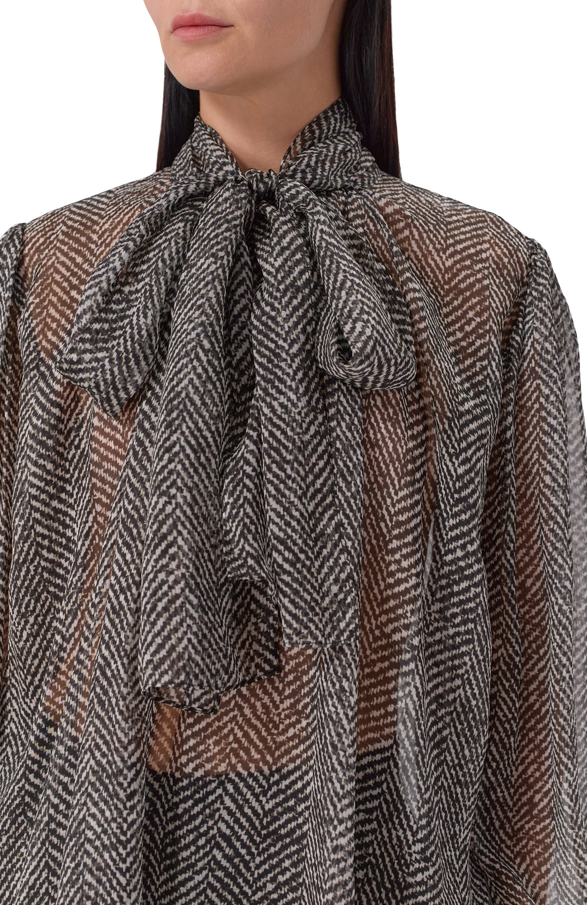 Шелковая блузка DOLCE & GABBANA темно-серого цвета по цене 191500 руб., арт. F5R62T/IS1ZN, фото 5 Шелковая блузка DOLCE & GABBANA, арт. F5R62T/IS1ZN, фото 5