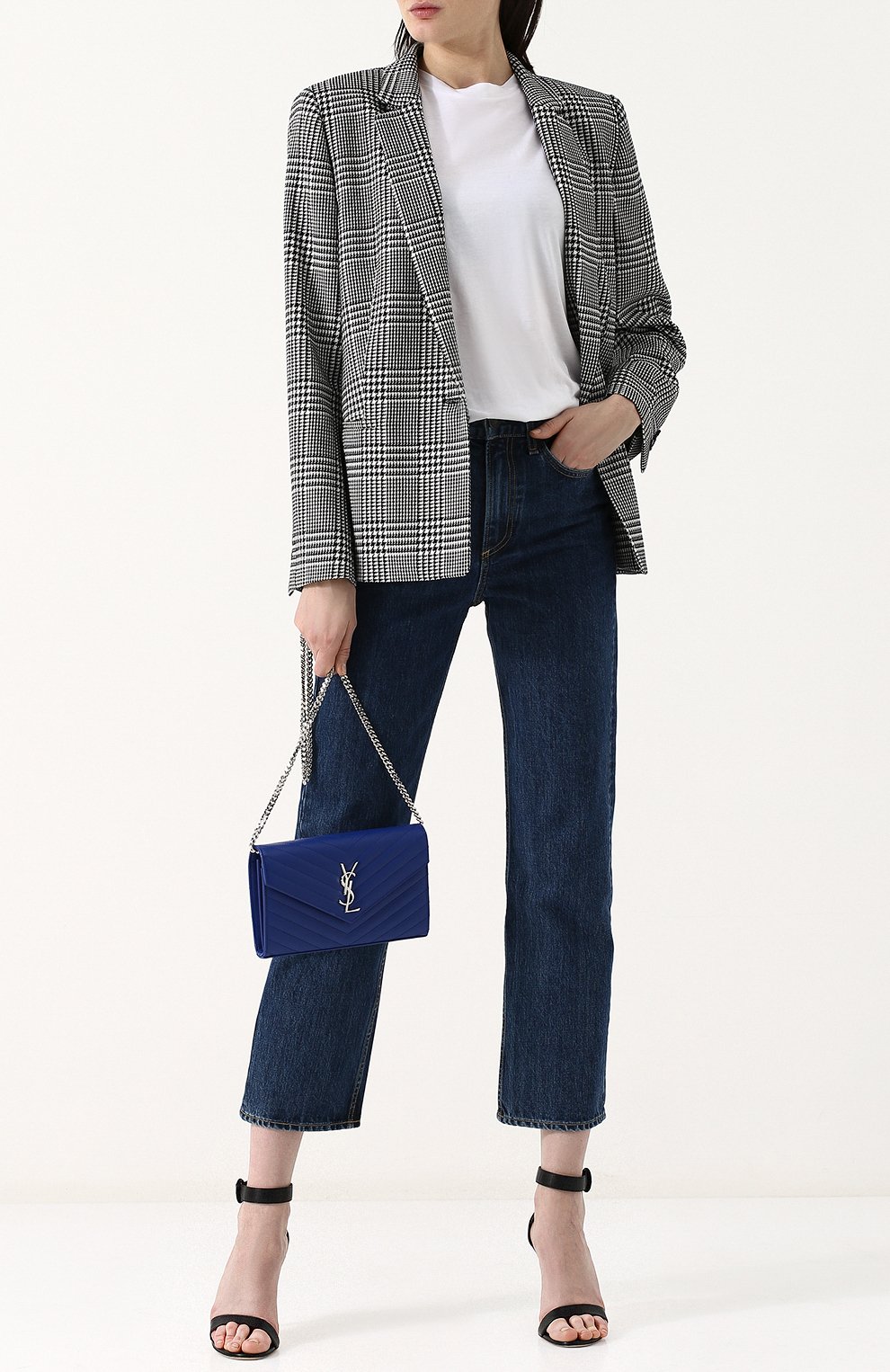 Клатч monogram mini SAINT LAURENT синего цвета по цене 208000 руб., арт. 377828/B0W02, фото 2 Клатч monogram mini SAINT LAURENT, арт. 377828/B0W02, фото 2