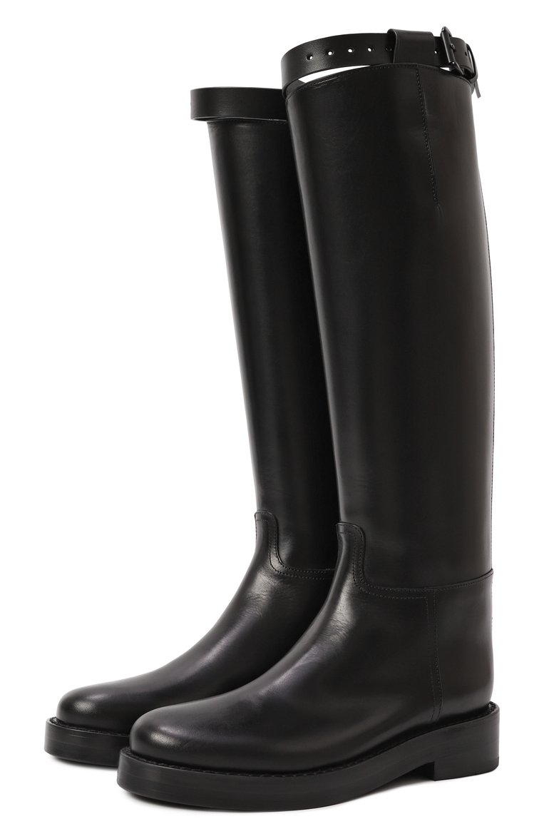Женские кожаные сапоги stan ANN DEMEULEMEESTER черного цвета, арт. B0010078/LT046 | Фото 1 (Высота голенища: Средние; Материал внешний: Натуральная кожа; Материал внутренний: Натуральная кожа; Каблук высота: Низкий; Подошва: Платформа; Каблук тип: Устойчивый; Материал утеплителя: Без утеплителя)