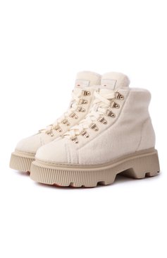 Женские текстильные ботинки SANTONI кремового цвета, арт. WTHG71315GA2ARYK | Фото 1 (Материал утеплителя: Натуральный мех; Драгоценные камни: Проставлено; Материал внешний: Текстиль; Материал сплава: Проставлено; Подошва: Платформа; Каблук высота: Низкий; Женское Кросс-КТ: Хайкеры-ботинки, Зимние ботинки)