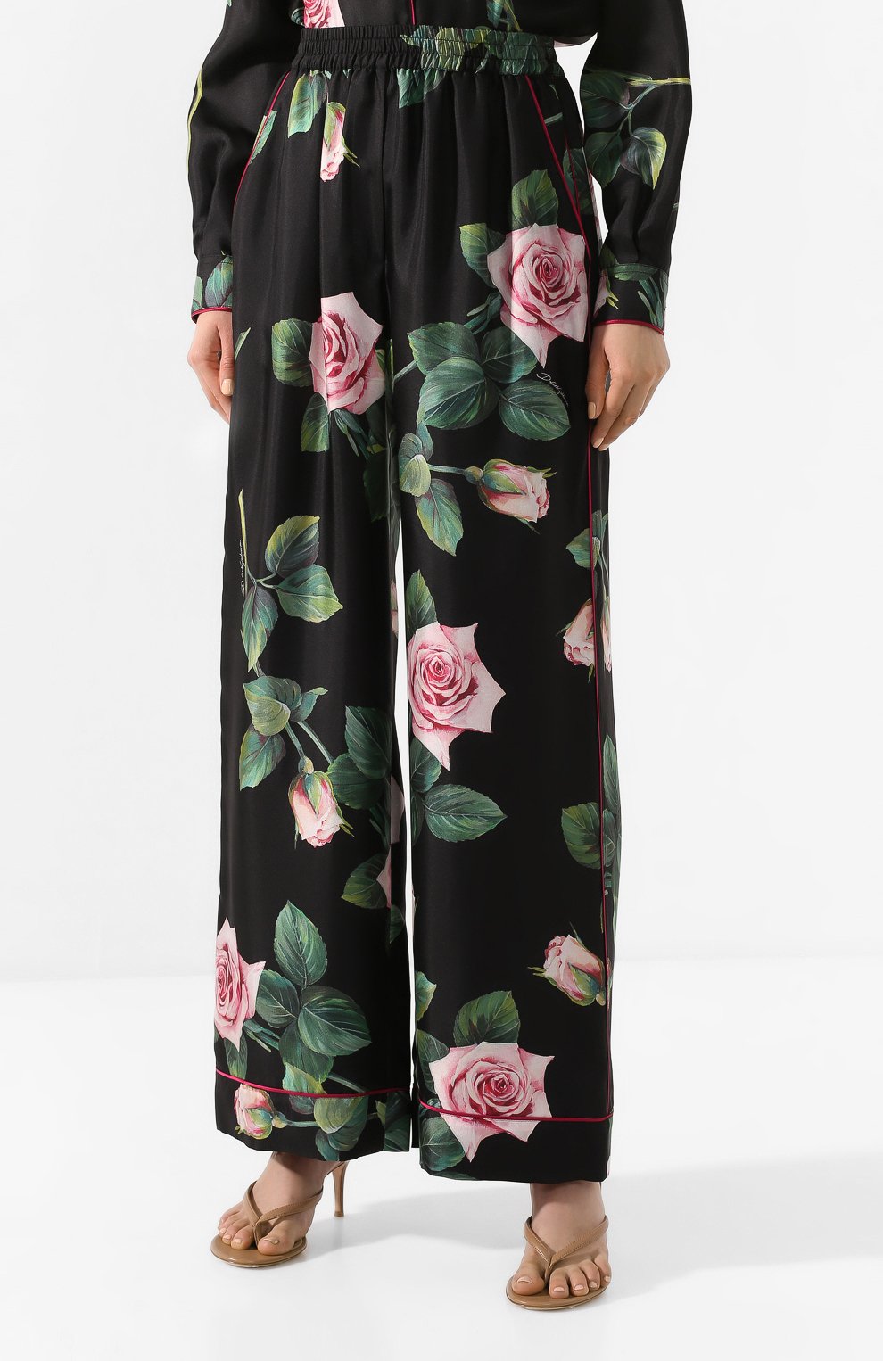 Шелковые брюки DOLCE & GABBANA черного цвета по цене 156500 руб., арт. FTAMPT/HS190, фото 3 Шелковые брюки DOLCE & GABBANA, арт. FTAMPT/HS190, фото 3
