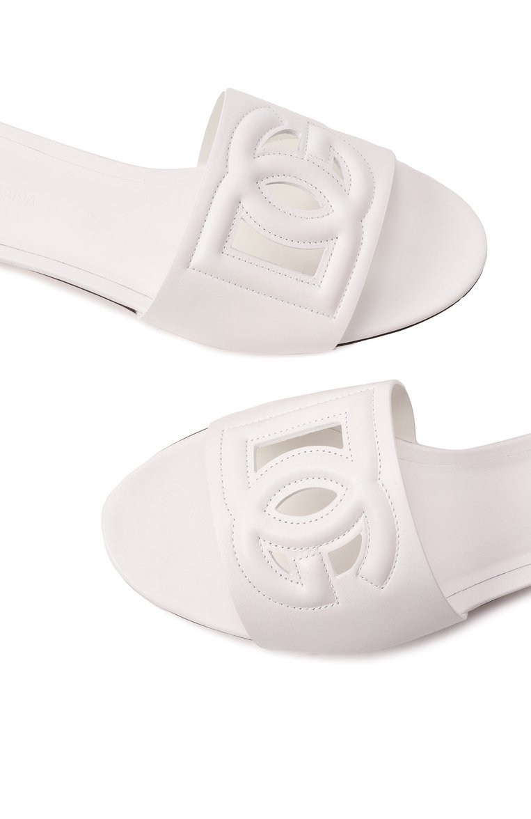 Женские кожаные шлепанцы bianca DOLCE & GABBANA белого цвета, арт. CQ0436/AY329 | Фото 7 (Подошва: Плоская; Каблук высота: Низкий; Материал внутренний: Натуральная кожа; Материал сплава: Проставлено; Драгоценные камни: Проставлено; Материал внешний: Натуральная кожа; �Каблук тип: Устойчивый)