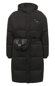 Мужская шерстяной пуховик PRADA черного цвета, арт. SGX871-1WQ8-F0002-212 | Фото 1 (Материал внешний: Шерсть; Рукава: Длинные; Длина (верхняя одежда): До колена; Мужское Кросс-КТ: шерсть и кашемир, пуховик-длинный; Стили: Кэжуэл; Материал сплава: Проставлено; Драгоценные камни: Проставлено)