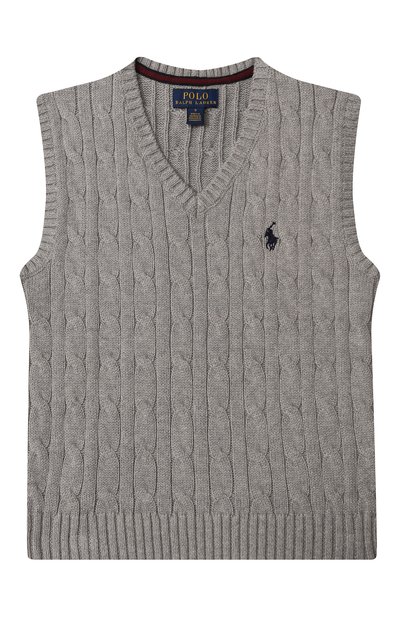 Хлопковый жилет POLO RALPH LAUREN серого цвета по цене 8710 руб., арт. 322702300, фото 1 Хлопковый жилет POLO RALPH LAUREN, арт. 322702300, фото 1