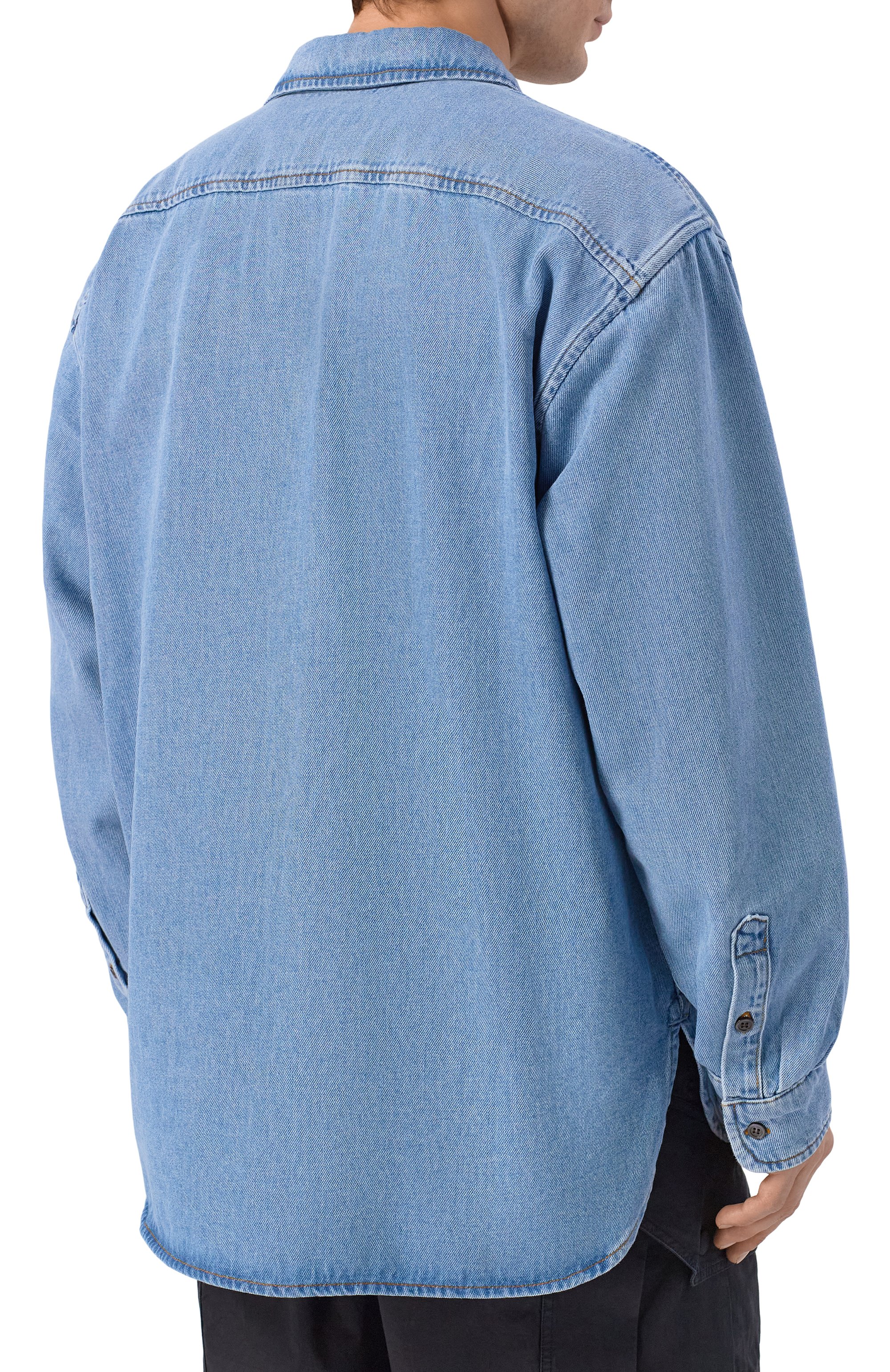 Джинсовая рубашка DRIES VAN NOTEN голубого цвета по цене 67550 руб., арт. 020775/3385, фото 4 Джинсовая рубашка DRIES VAN NOTEN, арт. 020775/3385, фото 4