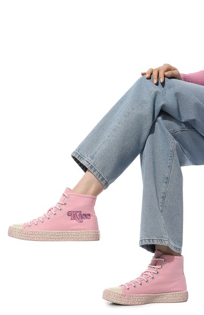 Текстильные кеды ACNE STUDIOS розового цвета по цене 35150 руб., арт. BALL0W HIGH BURGER TUMBLED WBA3, фото 3 Текстильные кеды ACNE STUDIOS, арт. BALL0W HIGH BURGER TUMBLED WBA3, фото 3