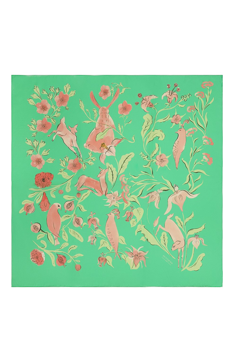 Шелковый платок лань в цветущем лесу PETITJEAN PARIS, арт. 12C22, фото 4