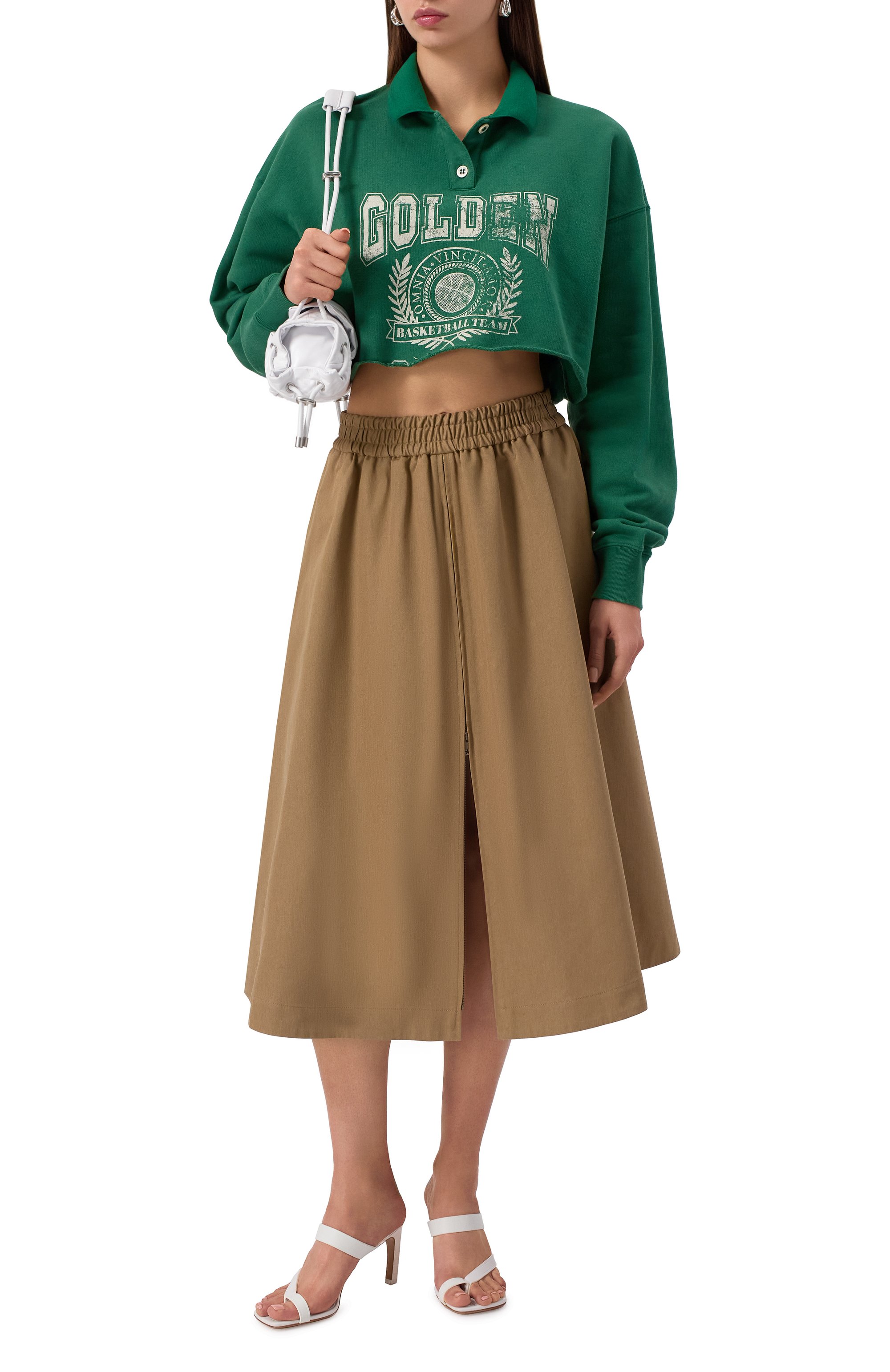 Хлопковое поло GOLDEN GOOSE DELUXE BRAND зеленого цвета по цене 39950 руб., арт. GWP02200.P001888, фото 2 Хлопковое поло GOLDEN GOOSE DELUXE BRAND, арт. GWP02200.P001888, фото 2