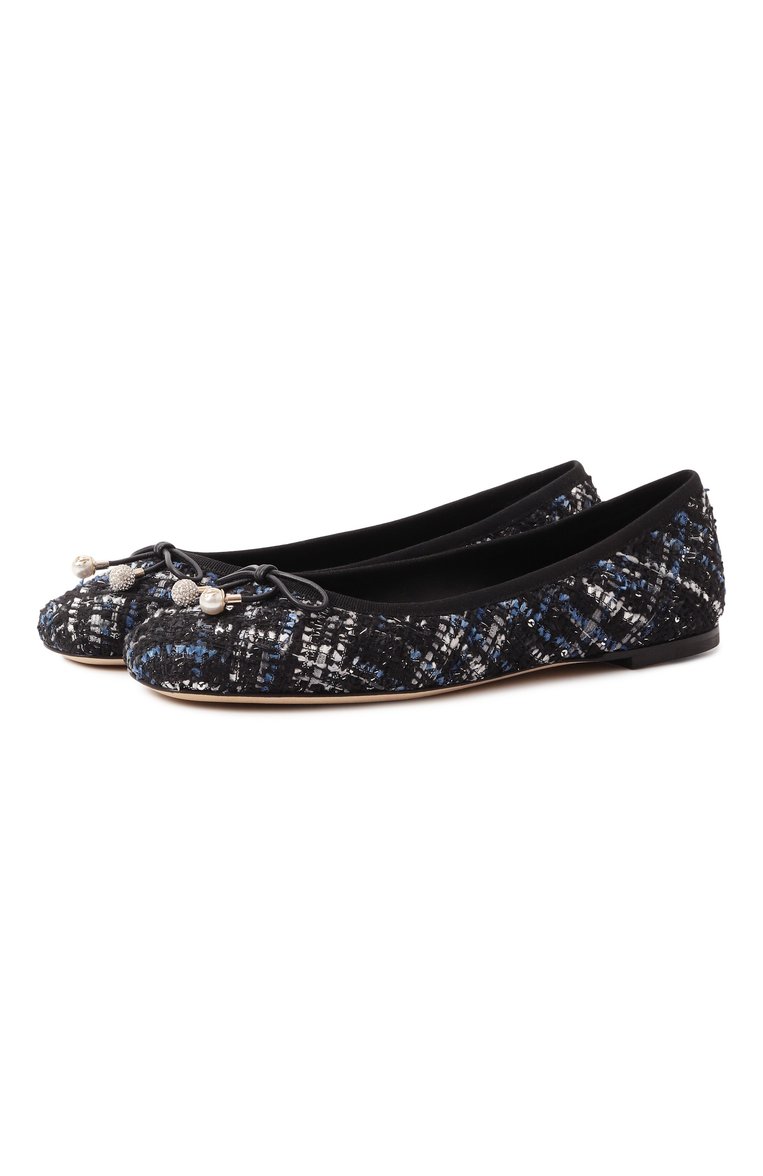 Женские текстильные балетки elme JIMMY CHOO разноцветного цвета, арт. ELME FLAT/MTD | Фото 1 (Материал внешний: Текстиль; Каблук высота: Низкий; Подошва: Плоская; Материал внутренний: Натуральная кожа)