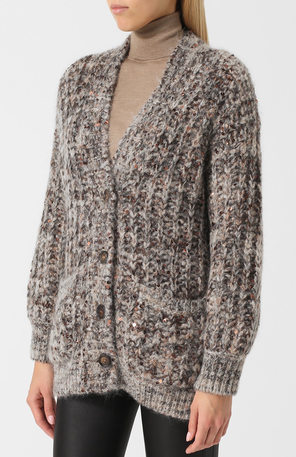 Вязаный кардиган с накладными карманами BRUNELLO CUCINELLI, арт. M4K336316, фото 3