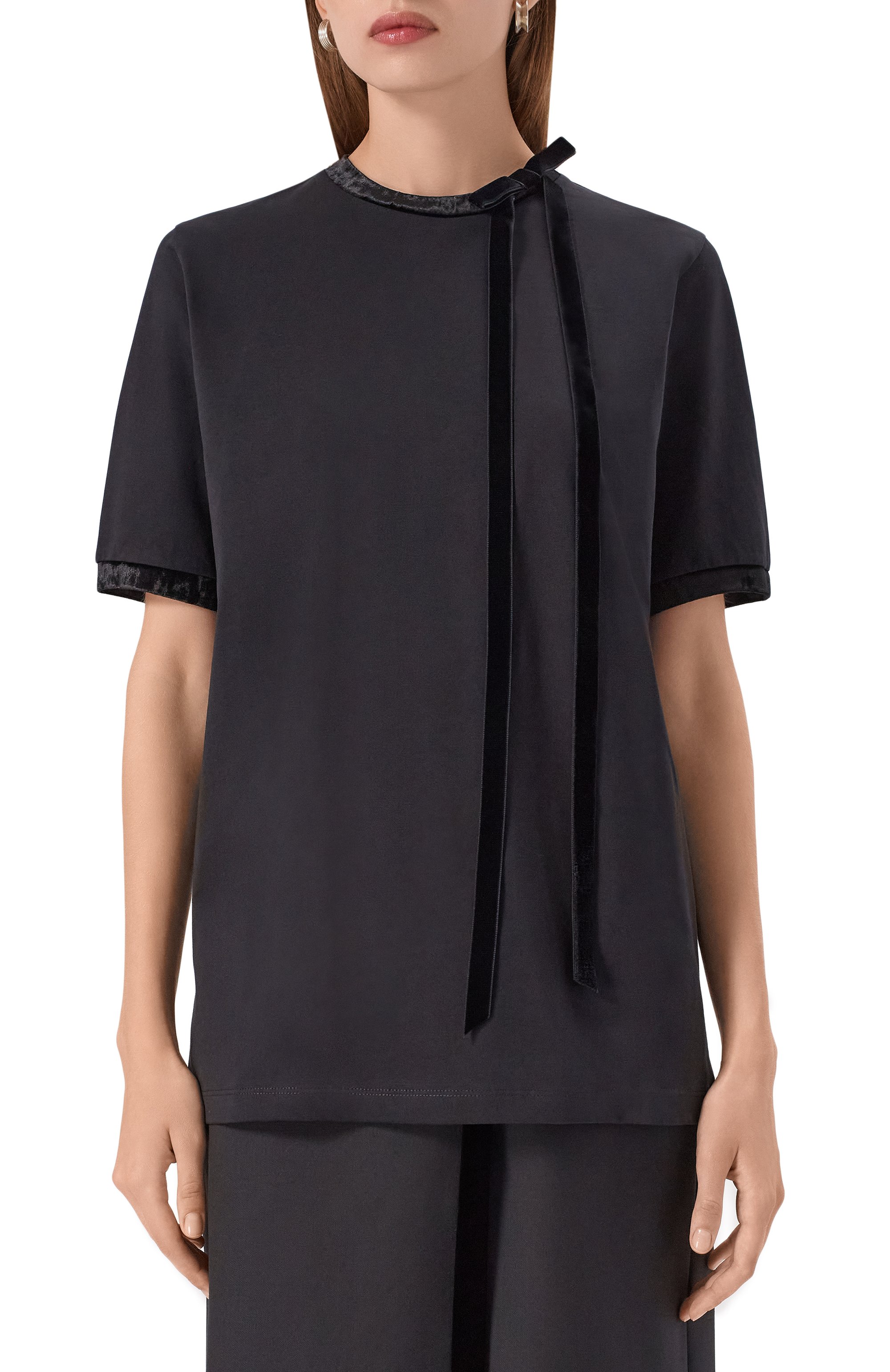 Хлопковый топ NINA RICCI черного цвета по цене 43250 руб., арт. 25AJT0035/C01108, фото 3 Хлопковый топ NINA RICCI, арт. 25AJT0035/C01108, фото 3