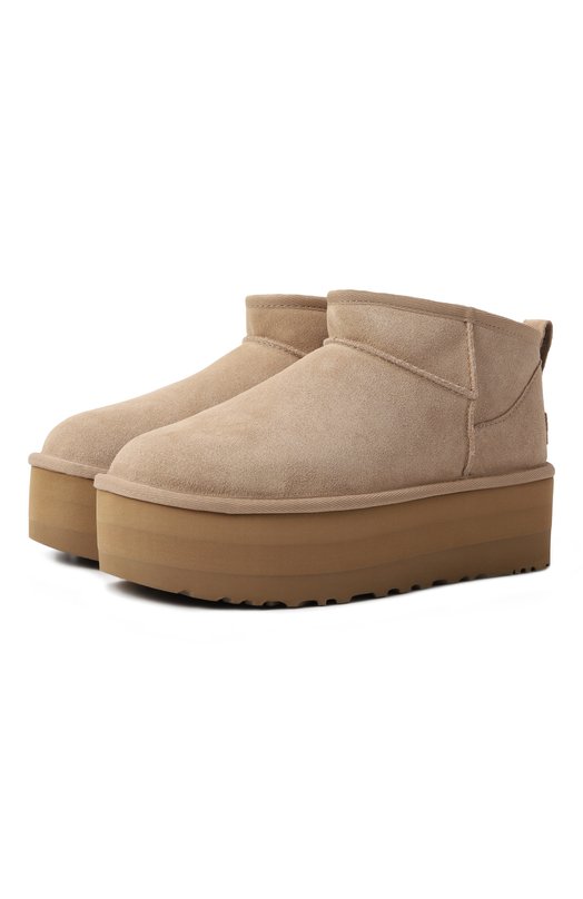 Замшевые полусапоги Classic Ultra Mini Platform UGG 1135092 Бежевый 1135092