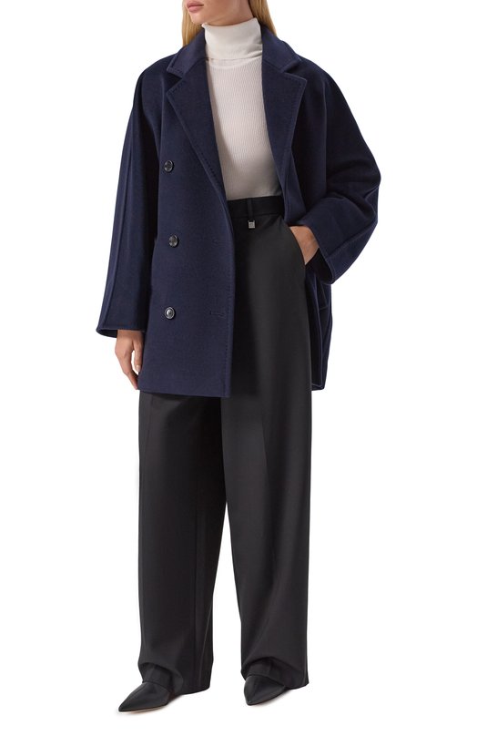 Полупальто из шерсти и кашемира Max Mara REBUS Синий  REBUS Фото 2