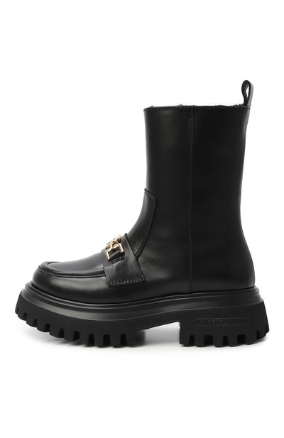 Кожаные ботинки DOLCE & GABBANA черного цвета по цене 79950 руб., арт. D11328/A0227, фото 2 Кожаные ботинки DOLCE & GABBANA, арт. D11328/A0227, фото 2