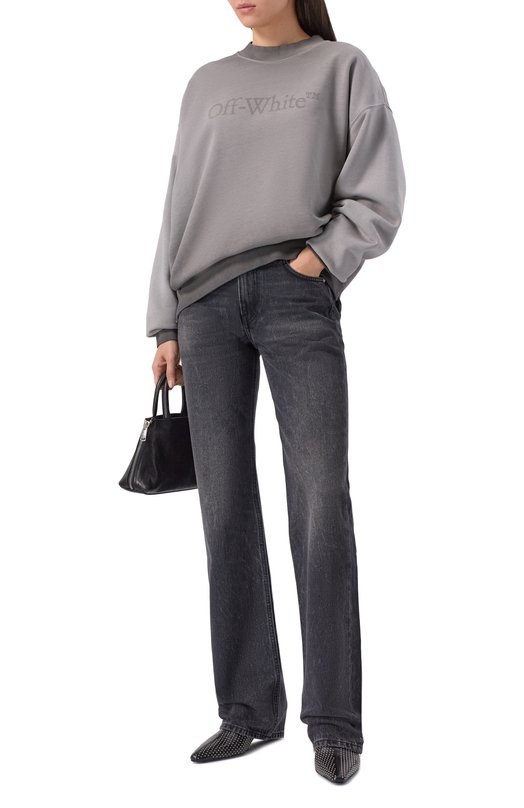 Хлопковый свитшот Off-White 0WBA07CF25FLE001 Серый  0WBA07CF25FLE001 Фото 2