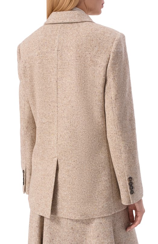 Жакет из шерсти и шелка Brunello Cucinelli MG5307059 Бежевый  MG5307059 Фото 4