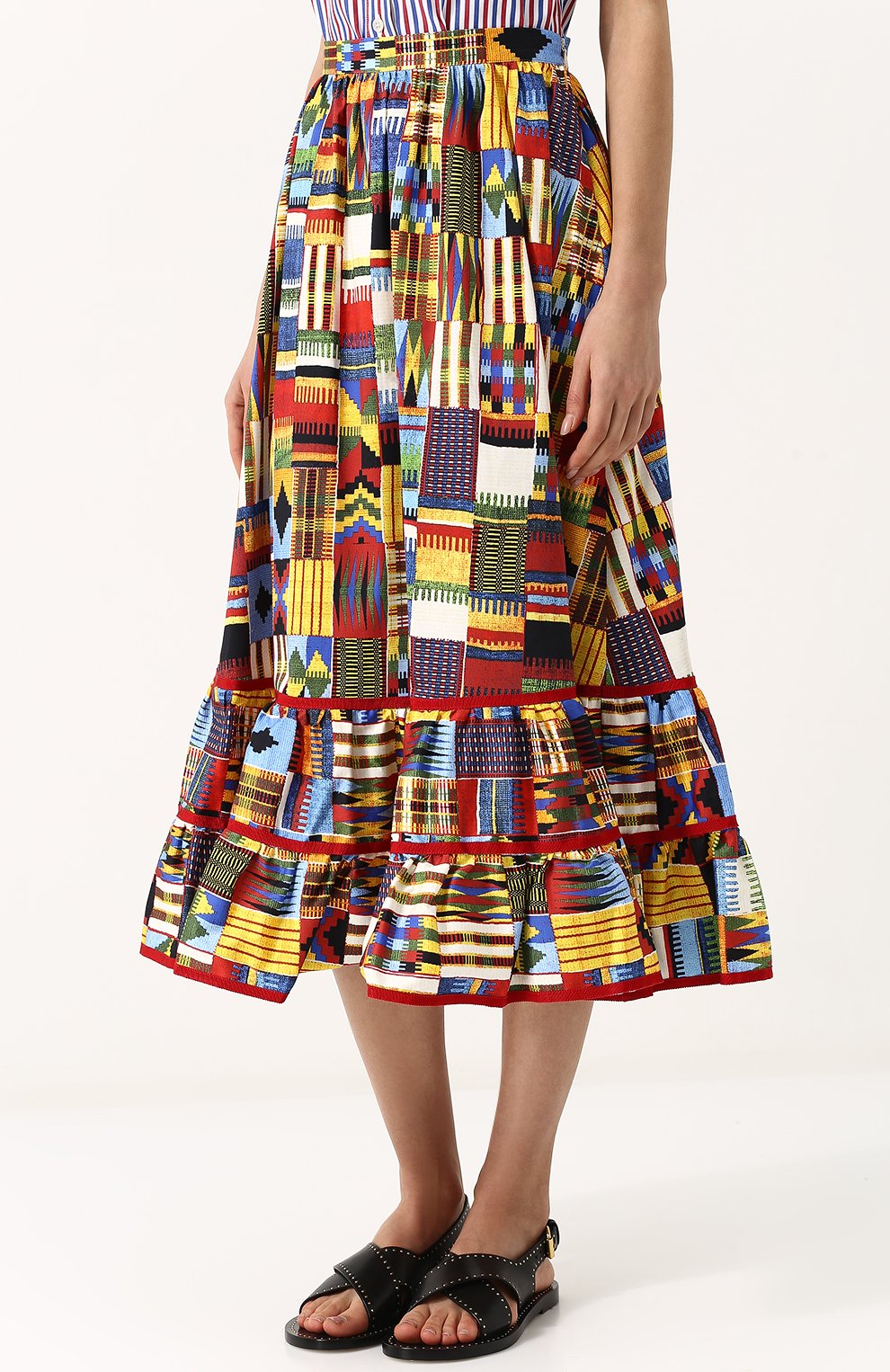 Хлопковая юбка-миди с принтом и оборкой STELLA JEAN, арт. J G 043 00 S 3085, фото 3