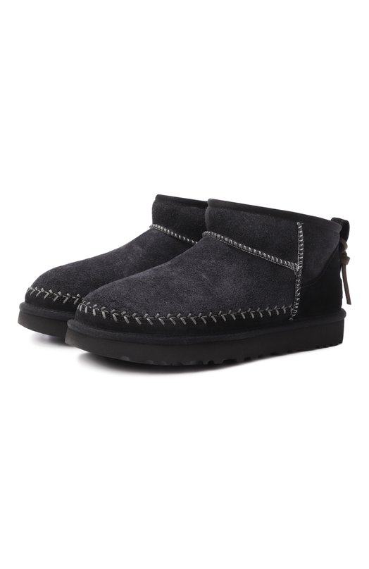 Замшевые угги Classic Ultra Mini Biarritz UGG 1171538 Чёрный 1171538