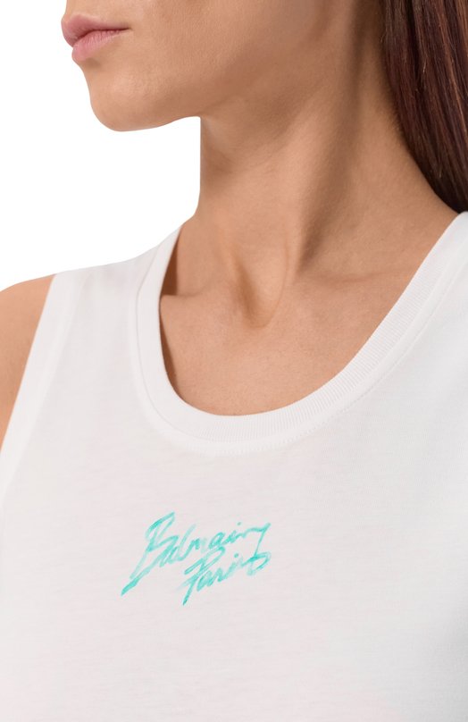 Хлопковая майка Balmain GF1EB075/BD40 Белый  GF1EB075/BD40 Фото 5