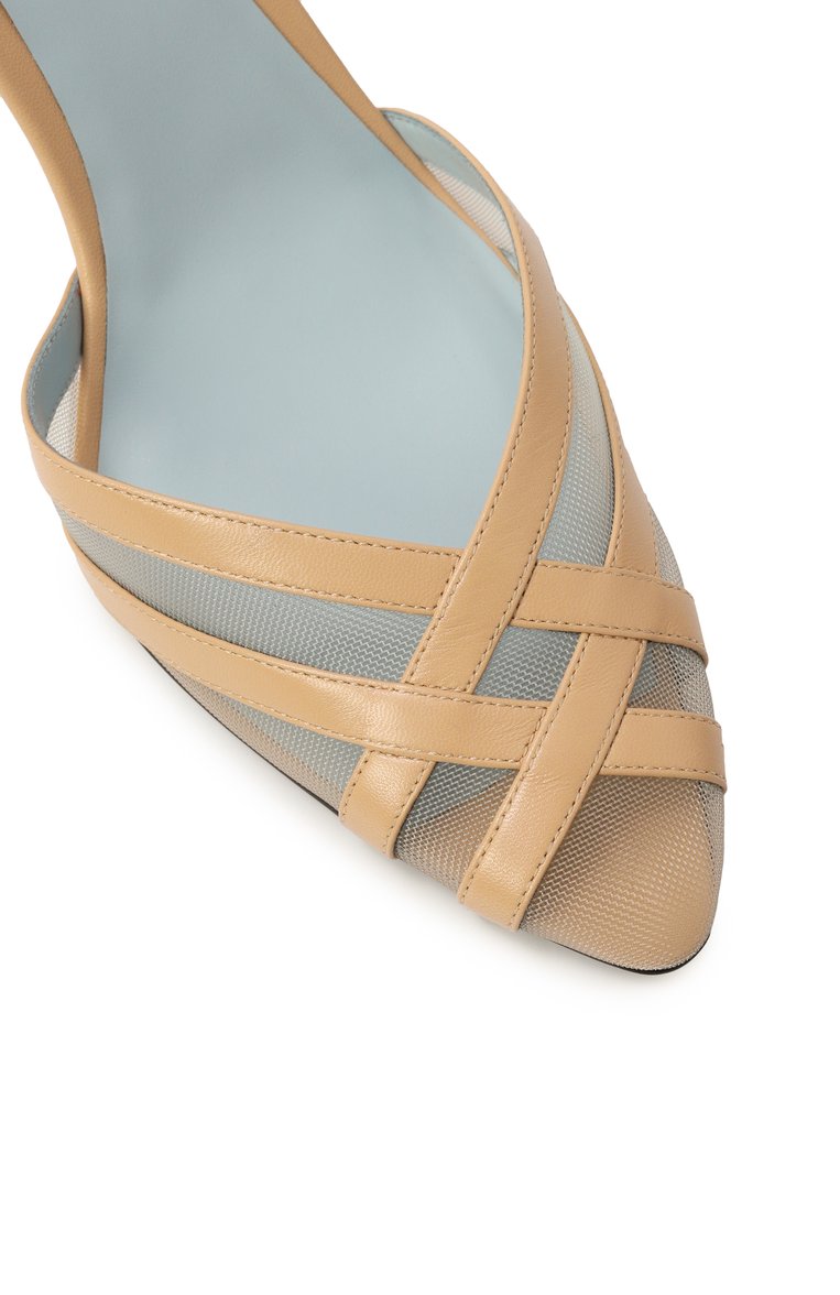 Женские комбинированные туфли impudance 90 VALENTINO бежевого цвета, арт. 6W0S0LT6/PDY | Фото 7 (Материал внутренний: Натуральная кожа; Каблук высота: Высокий; Материал внешний: Натуральная кожа, Экокожа; Автоматизация ТО: Проставлено; Автоматизация состава: Проставлено; Подошва: Плоская; Женское Кросс-КТ: Слингбэки; Каблук тип: Шпилька)