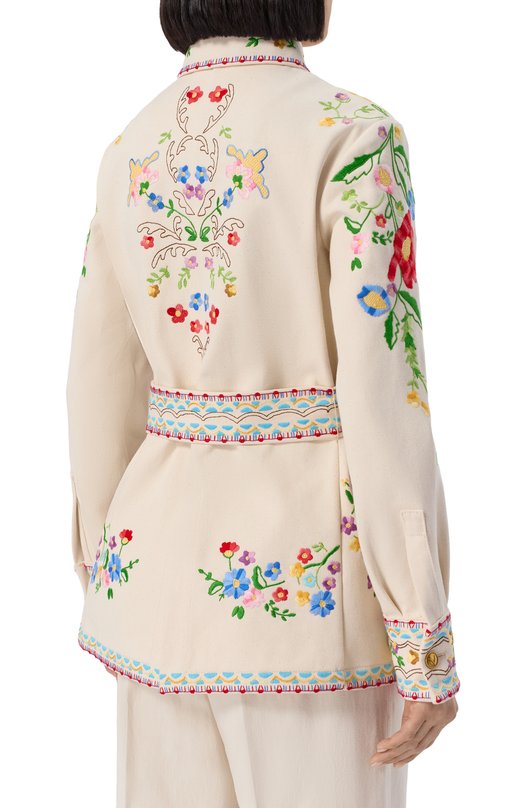 Хлопковый жакет Valentino 6B3DC04J918 Кремовый  6B3DC04J918 Фото 4