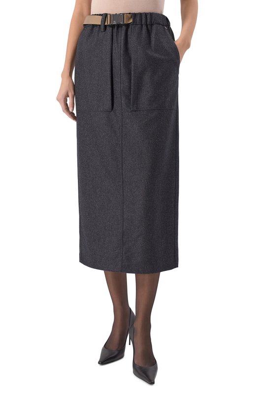 Шерстяная юбка Brunello Cucinelli M038PG3938 Серый  M038PG3938 Фото 3