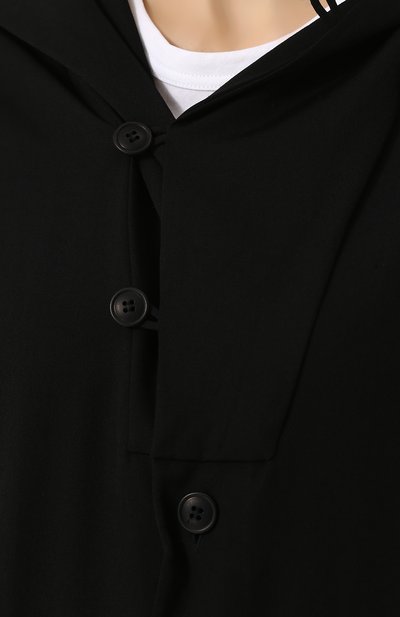 Однотонная шерстяная блуза с капюшоном YOHJI YAMAMOTO, арт. FE-B53-100, фото 5