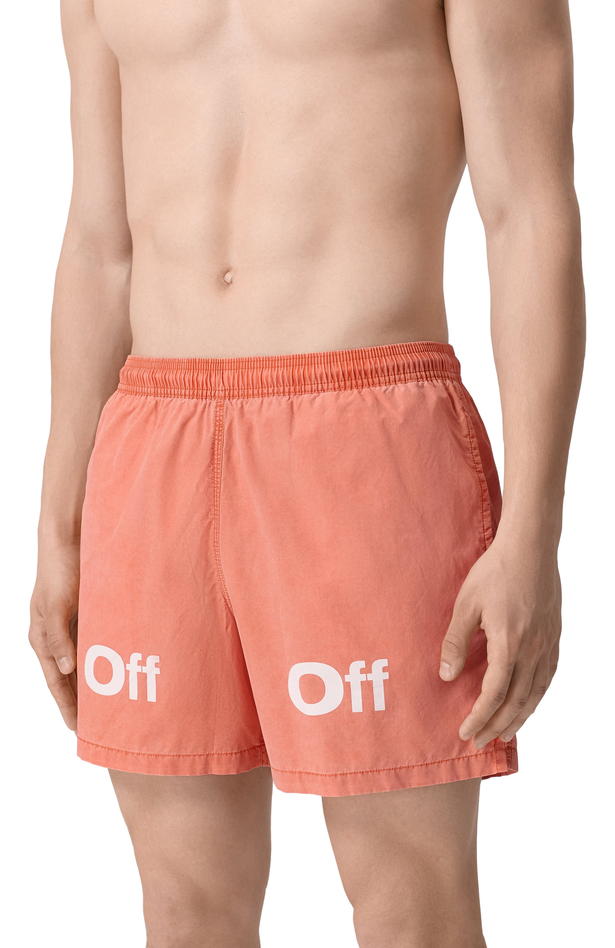 Плавки-шорты OFF-WHITE кораллового цвета по цене 43950 руб., арт. 0MFA020F22FAB002, фото 2 Плавки-шорты OFF-WHITE, арт. 0MFA020F22FAB002, фото 2