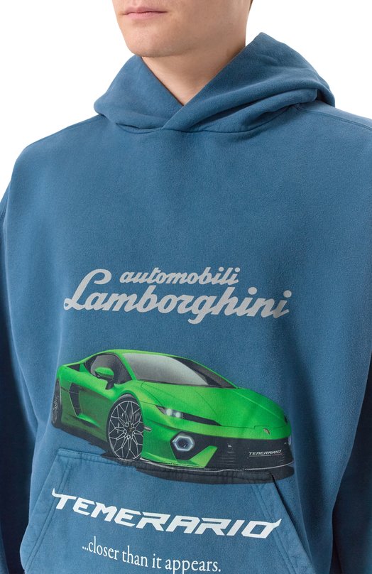 Хлопковое худи Balenciaga x Automobili Lamborghini Balenciaga 767877/TSVT9 Голубой  767877/TSVT9 Фото 5