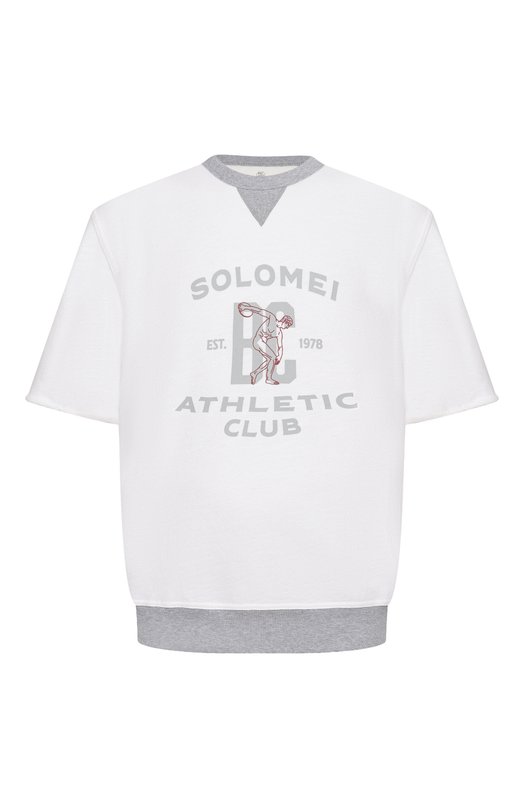 Свитшот из хлопка и льна Brunello Cucinelli MR8313378G Белый MR8313378G