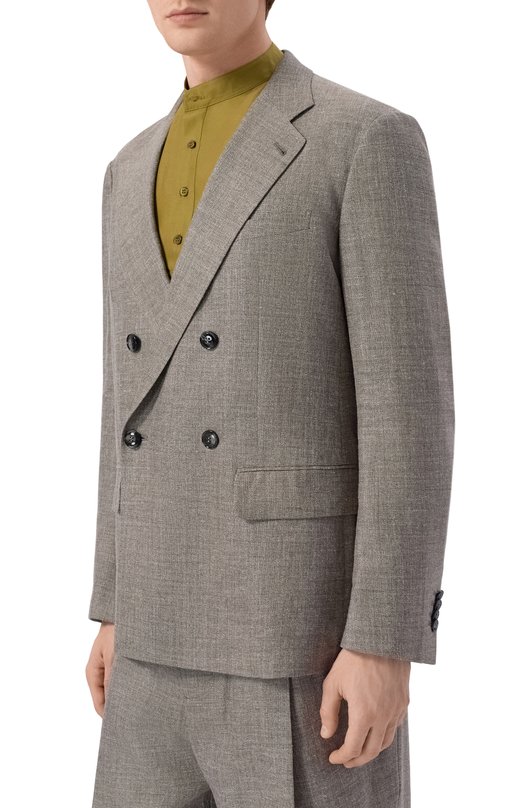 Пиджак из шелка и льна Giorgio Armani GM003526/TE20785 Серый  GM003526/TE20785 Фото 3