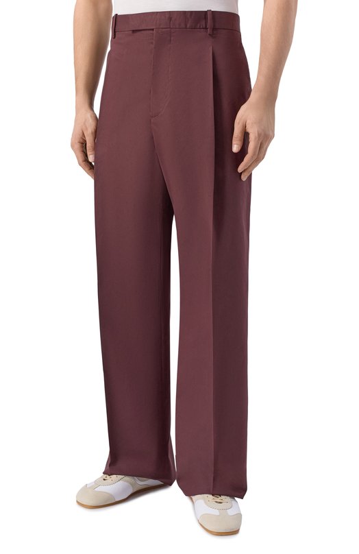 Брюки из хлопка и шелка Jil Sander J22KA0327/J45266 Бордовый  J22KA0327/J45266 Фото 3