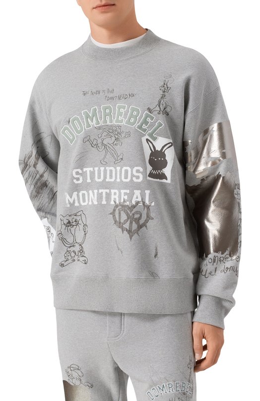 Хлопковый свитшот DOMREBEL M C0LLEGE SWEATSHIRT Серый  M C0LLEGE SWEATSHIRT Фото 3