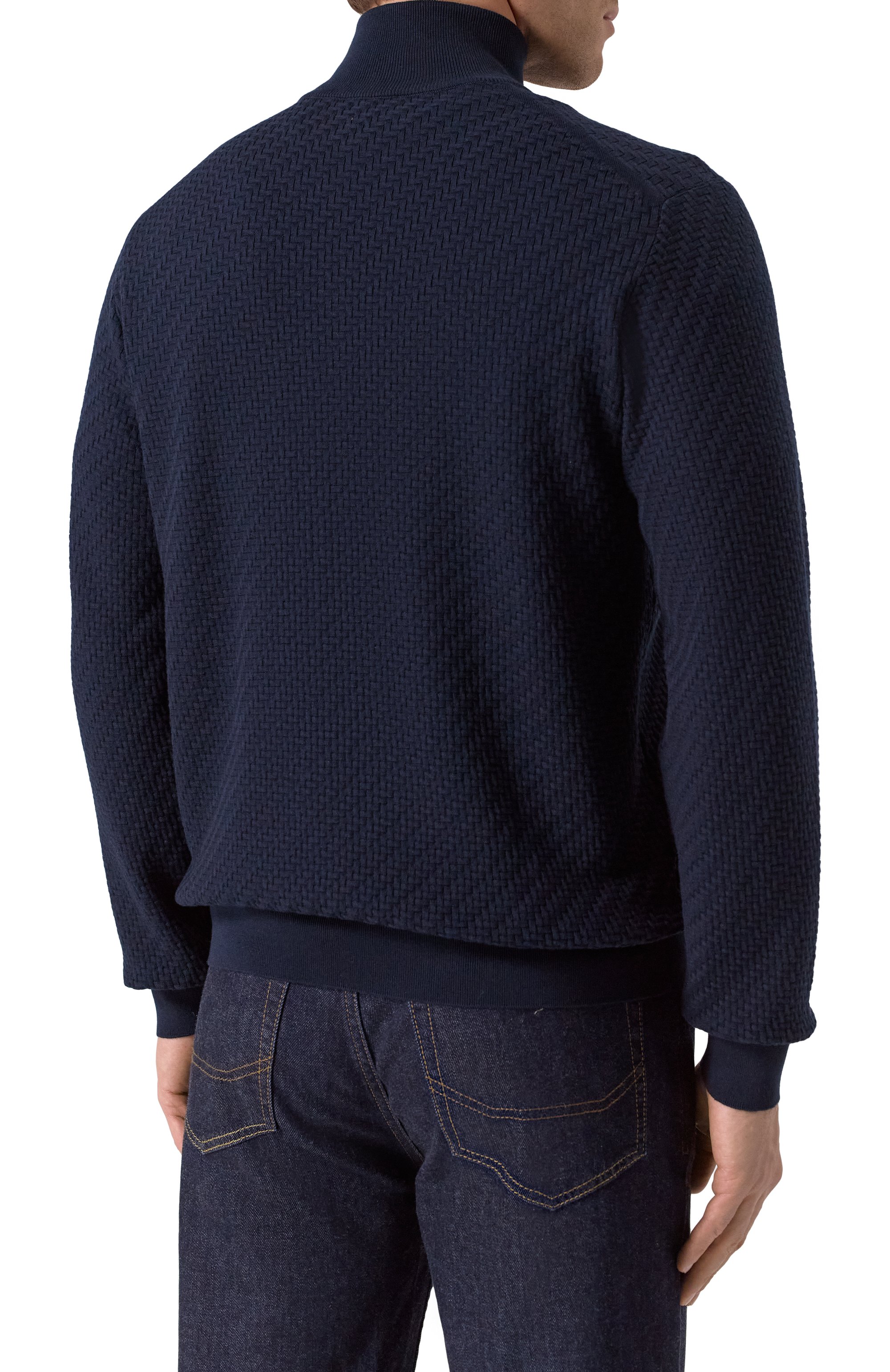 Джемпер из хлопка и шелка BRIONI темно-синего цвета по цене 175500 руб., арт. UMS70L-PAK22, фото 4 Джемпер из хлопка и шелка BRIONI, арт. UMS70L-PAK22, фото 4