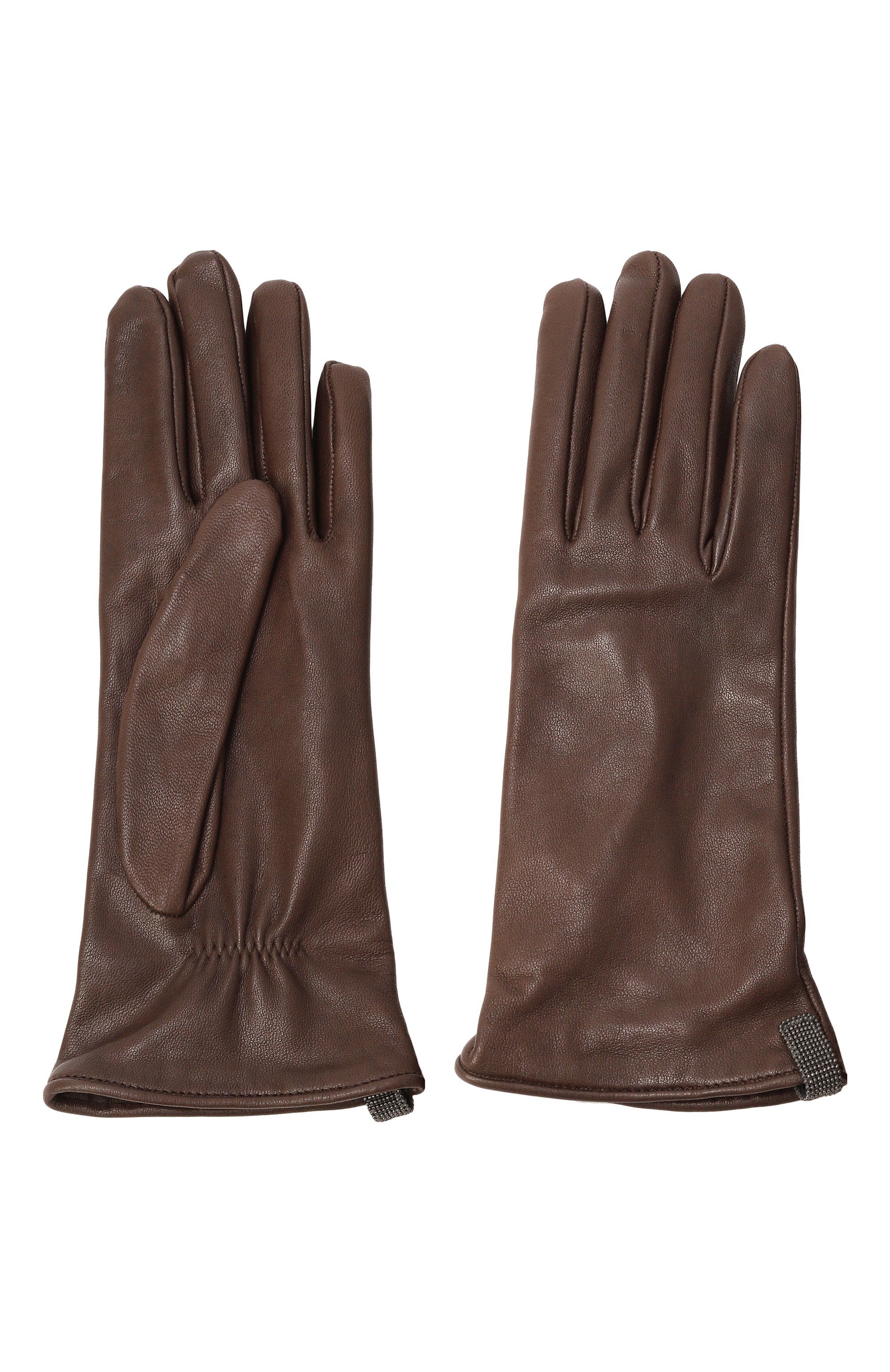 Кожаные перчатки BRUNELLO CUCINELLI коричневого цвета по цене 111500 руб., арт. MPPAH9009, фото 3 Кожаные перчатки BRUNELLO CUCINELLI, арт. MPPAH9009, фото 3