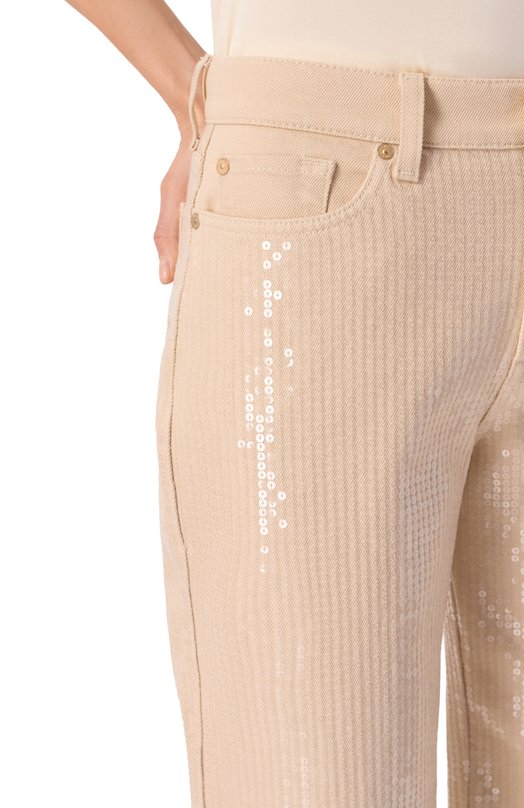 Джинсы Lotta с отделкой пайетками 7 For All Mankind 7UG20D52-1ZR Бежевый  7UG20D52-1ZR Фото 5