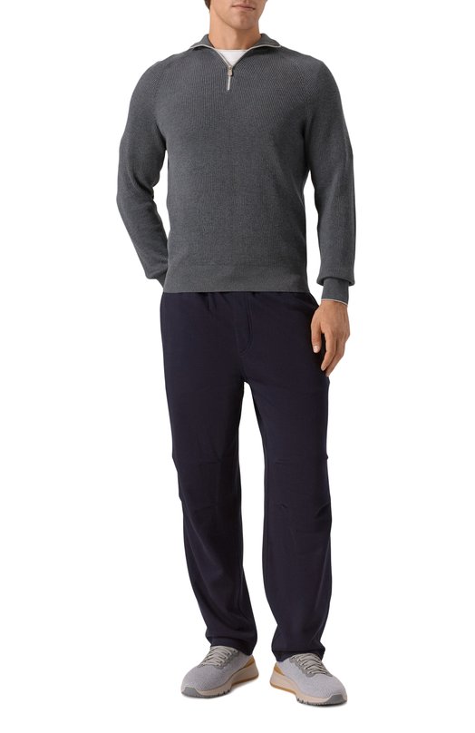 Хлопковые брюки Brunello Cucinelli MW8633381G Синий  MW8633381G Фото 2